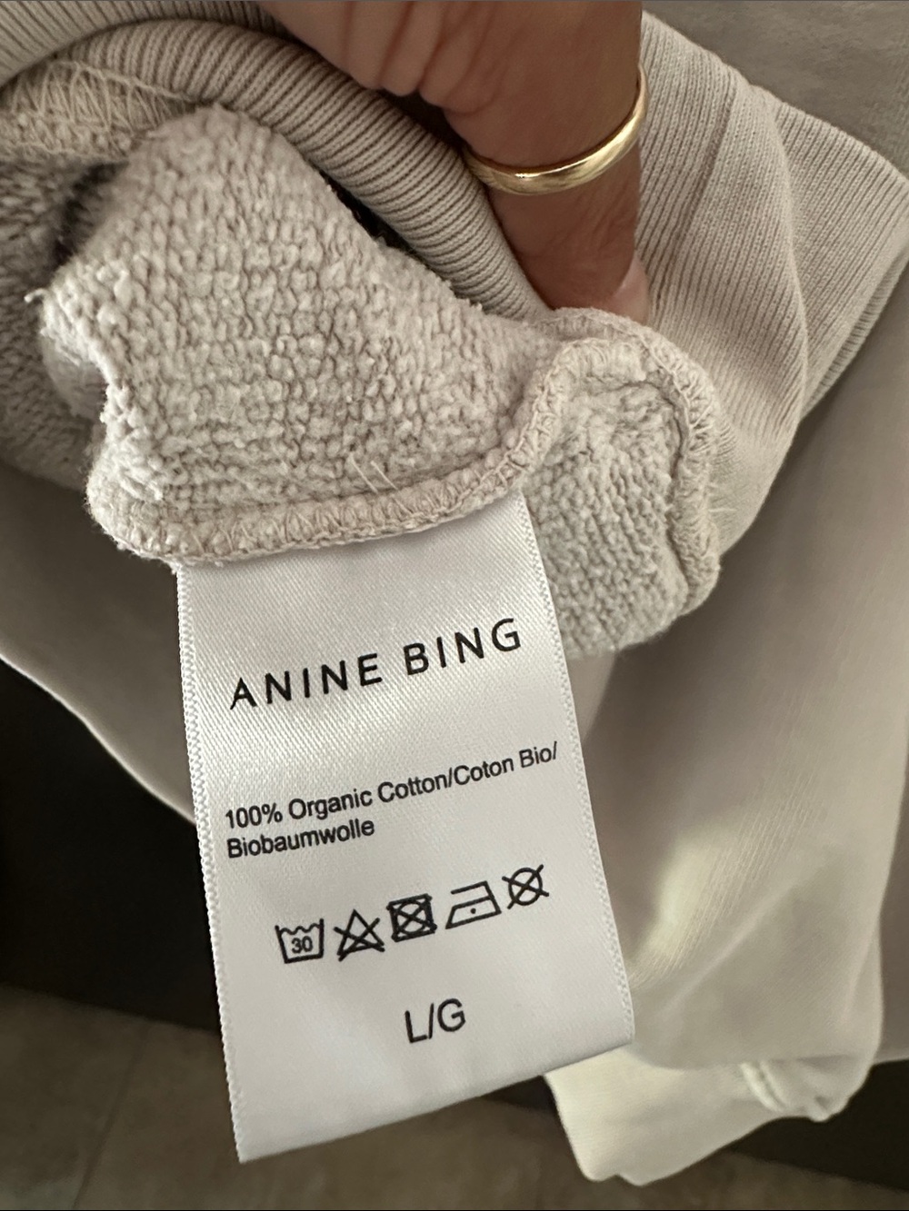 Anine Bing Tiger Sweatshirt in Stone Large - Picture 11 of 12